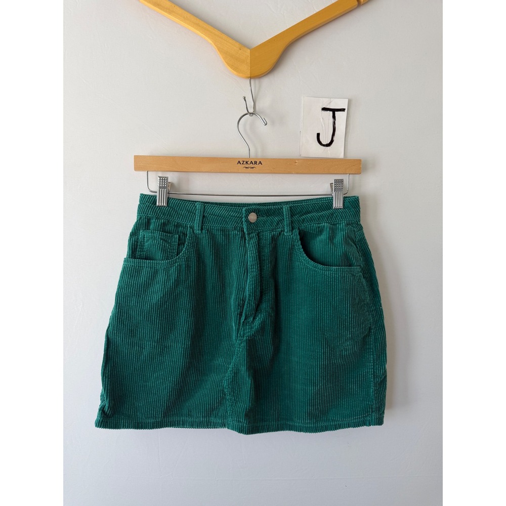 Bongo Forever 21 Skirt Corduroy Mini High Waisted Teal Green Large